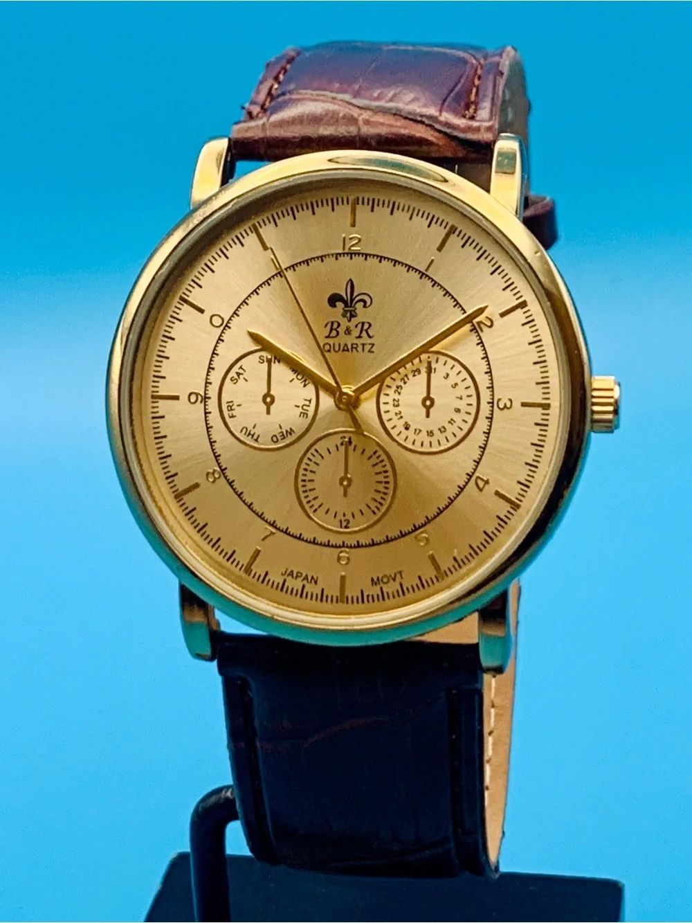 B&R BELL & ROSE Men’s Fashion Wristwatch Faux Subdials Japan Movt Works New Batt